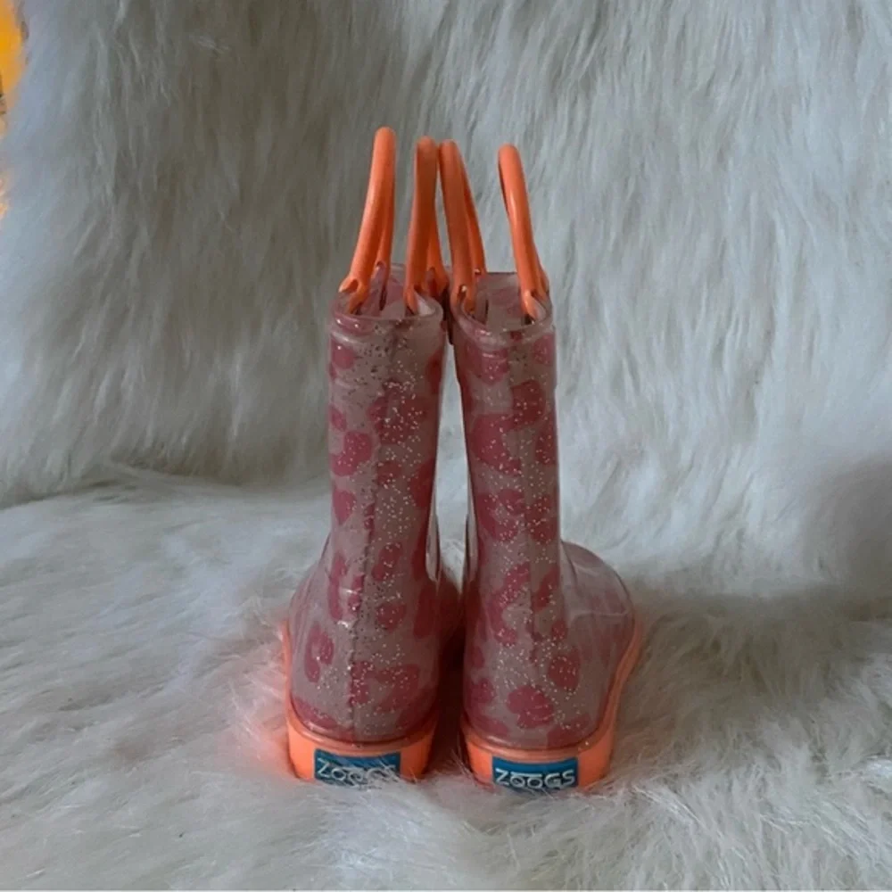 Zoogs Boots Girls‎ Size 5 Rain Slip On Orange-Pink